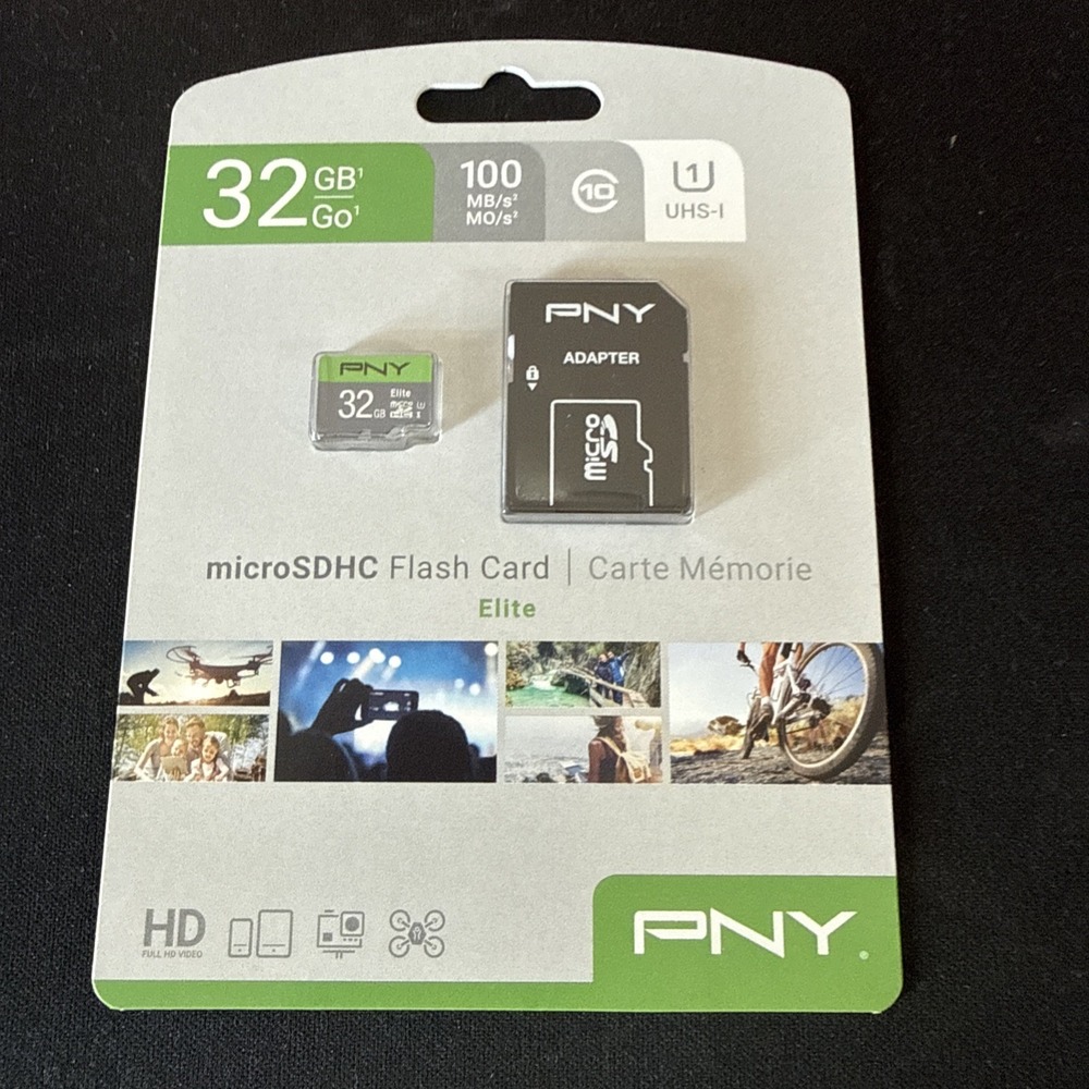 PNY Elite 32GB MicroSDHC Flash Memory Card 100MB/s U1 Class 10 HD Video New